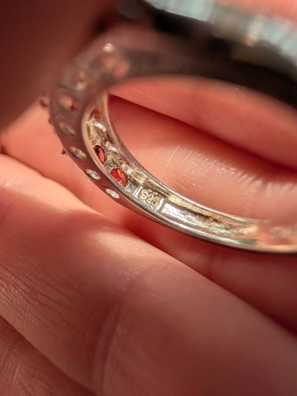 Vintage Garnet & Sterling Silver Eternity Ring, Size 6